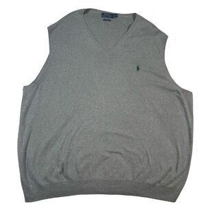 Polo Ralph Lauren V Neck Sweater Vest Pima Cotton Mens 3XL Tall Grey
